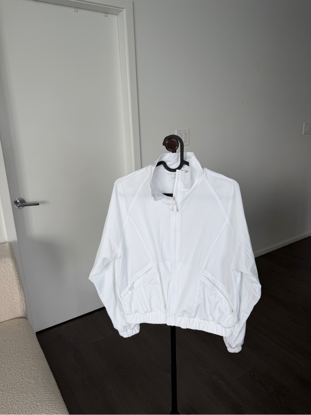 Women’s White Zip-Front Bomber Jacket
